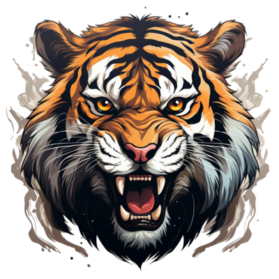 tiger-head-mascot-isolated-on-transparent-background-created-with-generative-ai-png